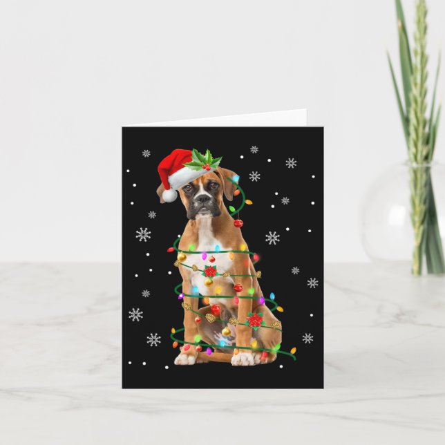 Santa Boxer Christmas Lights Xmas Dog Lover Men Wo Card (Front)