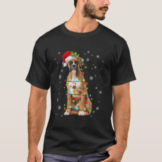 Santa Boxer Christmas Lights Xmas Dog Lover Men Wo T-Shirt
