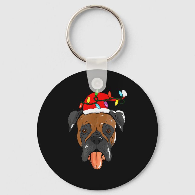 Santa Boxer Light Christmas  Key Ring (Front)
