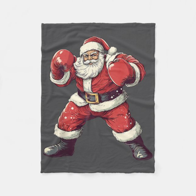 Santa Boxing Lover Funny Mma Muay Thai Boxer Chris Fleece Blanket (Front)