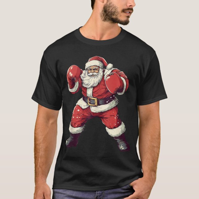 Santa Boxing Lover Funny Mma Muay Thai Boxer Chris T-Shirt (Front)