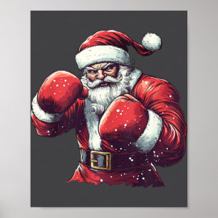 Santa Boxing Lover Mma Muay Thai Boxer Christmas X Poster