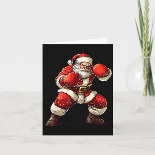Santa Boxing Xmas Mma Muay Thai Lover Boxer Christ Card (Front)