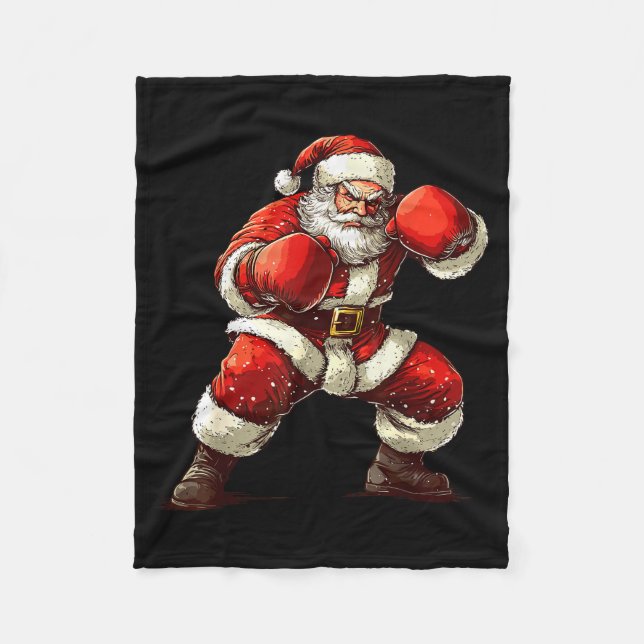Santa Boxing Xmas Mma Muay Thai Lover Boxer Christ Fleece Blanket (Front)