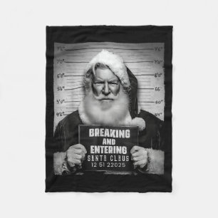 Santa Breaking Entering Mugshot Funny Christmas Ho Fleece Blanket