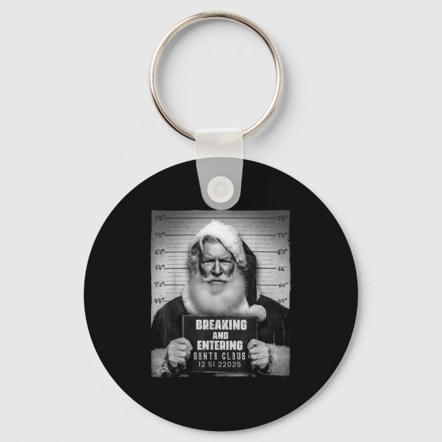 Santa Breaking Entering Mugshot Funny Christmas Ho Key Ring (Front)