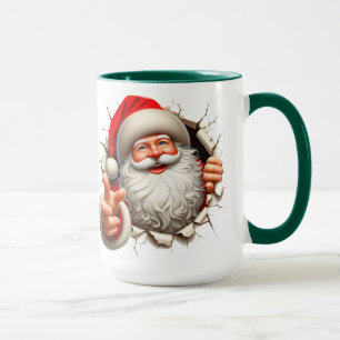 Santa breaking out of  mug