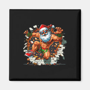 Santa Breaking Through Wall Xmas In July Boys Ugly Magnet
