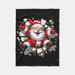 Santa Breaking Through Wall Xmas Toddler Boys Kids Fleece Blanket