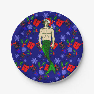 santa brunette merman ugly xmas gifts paper plate