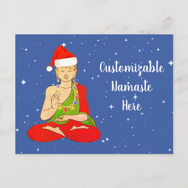 Santa Buddha Namaste Customisable Holiday Postcard (Front)