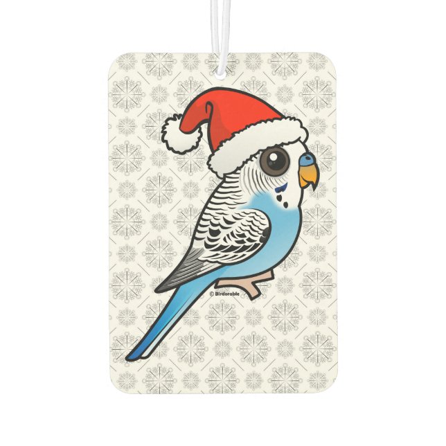 Santa Budgie Blue Car Air Freshener (Back)
