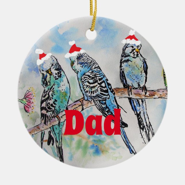 Santa Budgie Parrot Budgies dad Father Ornament (Front)