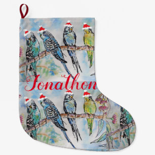 Santa Budgies Budgie bird Christmas Stocking