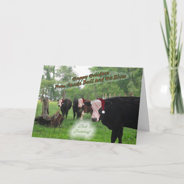 Santa Bull Christmas Card (Front)