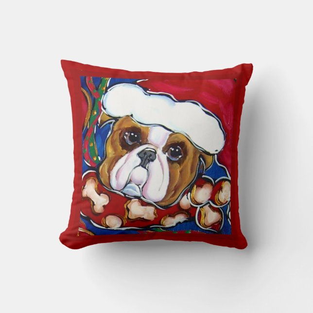 SANTA BULLDOG CUSHION (Front)