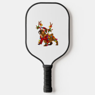 Santa bulldog gorgeous reindeer Light Christmas Pickleball Paddle