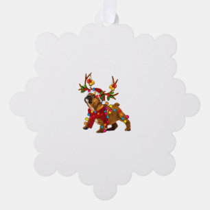 Santa bulldog gorgeous reindeer Light Christmas Tree Decoration Card