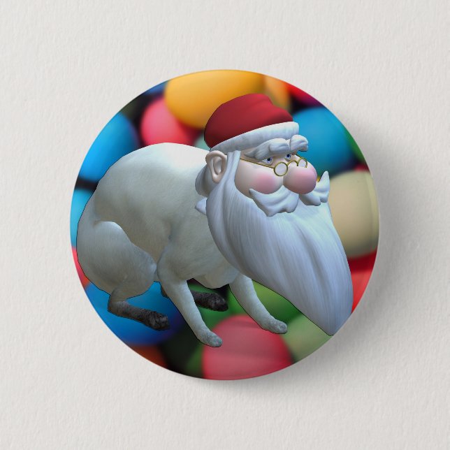 Santa Bunny 6 Cm Round Badge (Front)