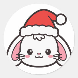 Santa Bunny Christmas Classic Round Sticker