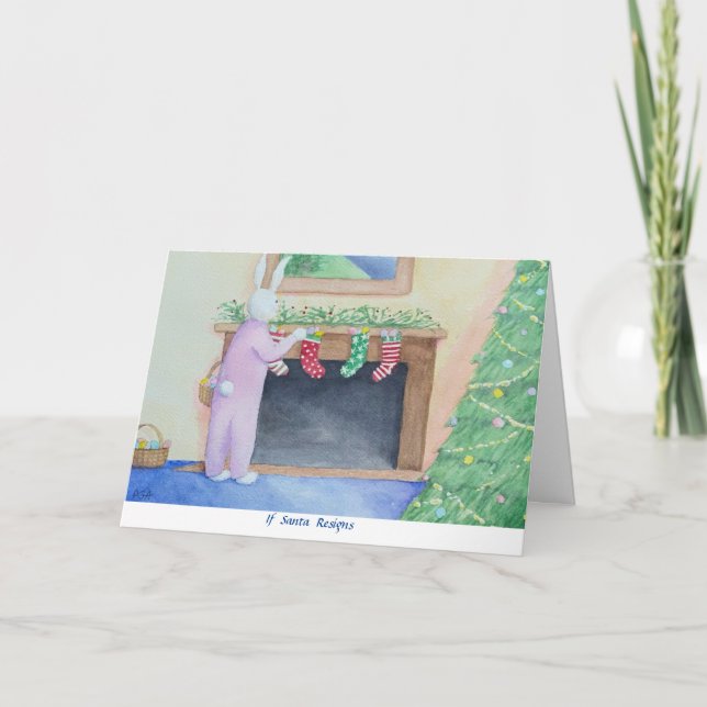 Santa Bunny Folded Greeting Card (Front)