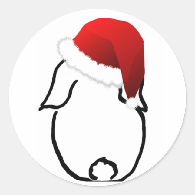 Santa Bunny Round Sticker (Front)