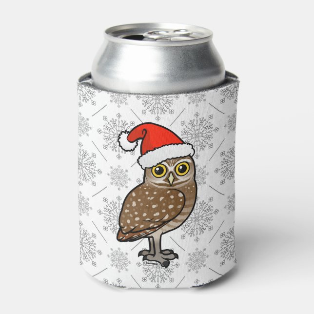 Santa Burrowing Owl Can Cooler (Can Front)
