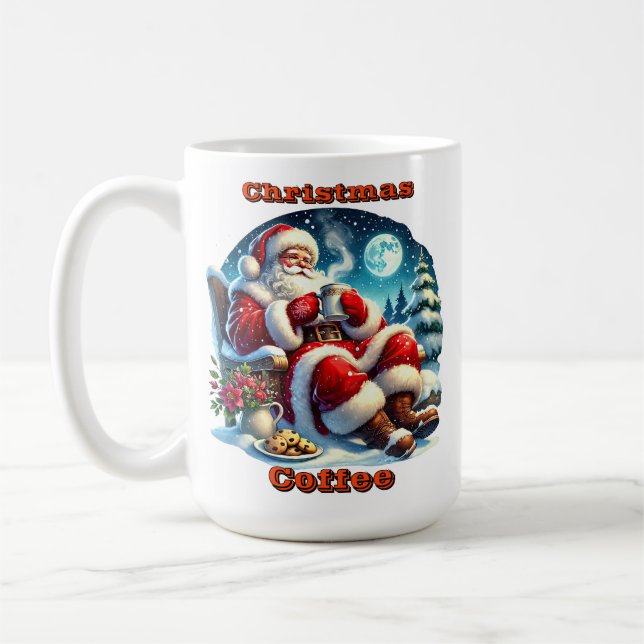 Santa by the Cosy Fireplace Coffee Mug (Left)