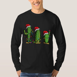 Santa Cactus Christmas Lights Funny Family Matchin T-Shirt
