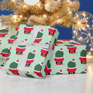 Santa Cactus Holiday Christmas Wrapping Paper