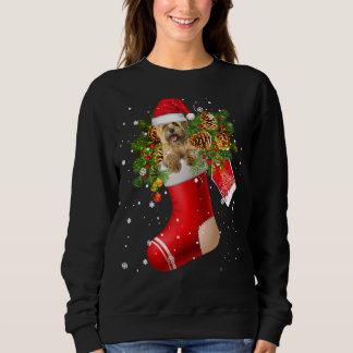 Santa Cairn Terrier In Christmas Sock Pajama Sweatshirt