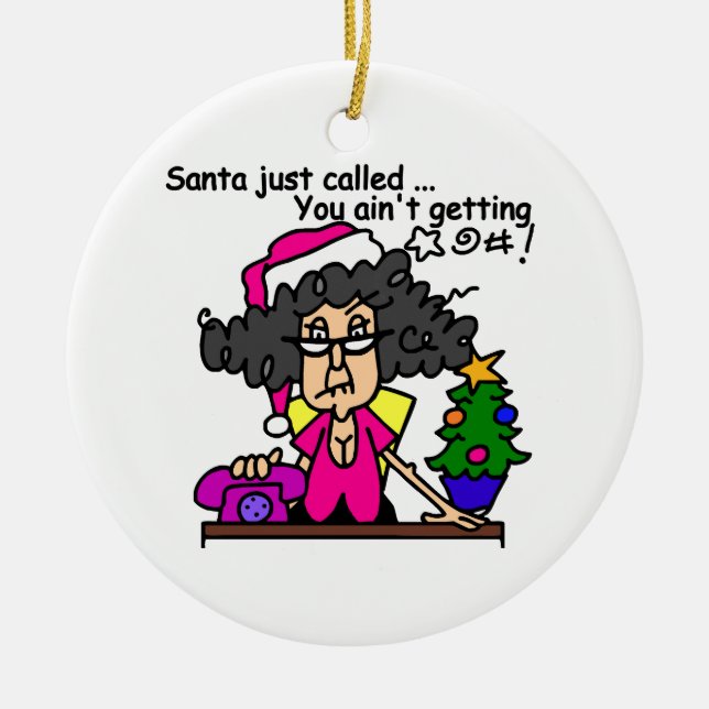 Santa Called Ceramic Ornament (Front)