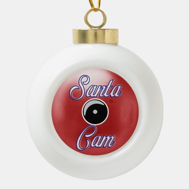 Santa Cam Christmas Ornament/Santa Camera Red Ceramic Ball Christmas Ornament (Front)
