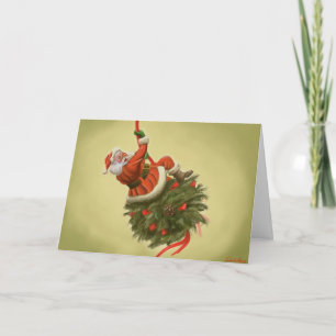 Santa cam in like a wrecking ball holiday card
