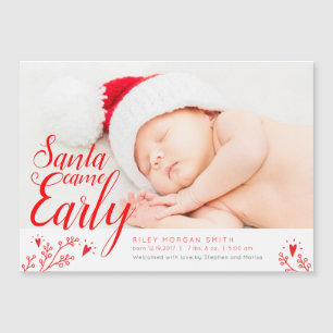 Santa Came Early Baby Announcement Magnetic Card