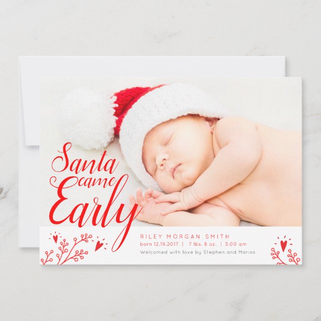 Santa Came Early Newborn Christmas Card (Front)
