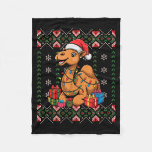 Santa Camel Christmas Ugly Sweater Funny Holiday P Fleece Blanket