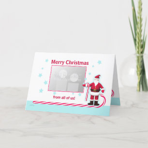 Santa, Candy Cane and Stars Christmas Holiday Card