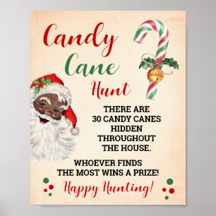 Santa Candy Cane Hunt Christmas Game Sign