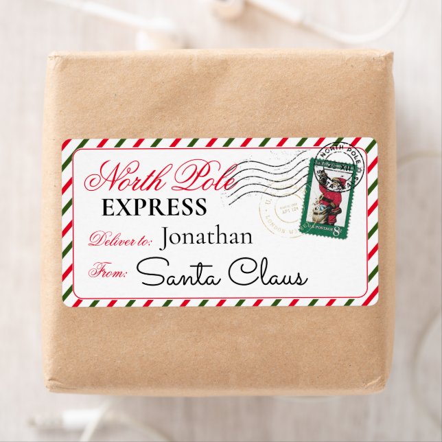 Santa Candy Cane North Pole Personalised Christmas (Insitu)