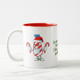 Santa Candy Cane Personalised Two-Tone Coffee Mug