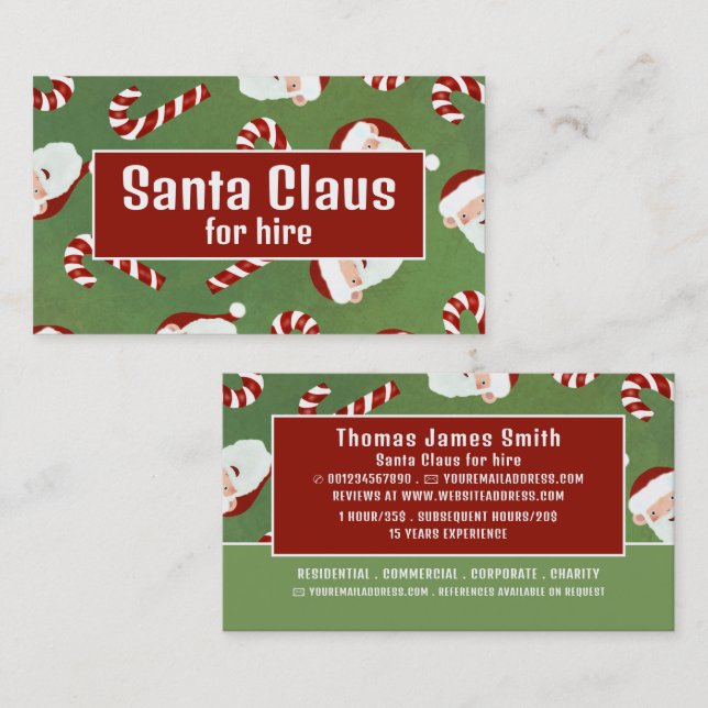 Santa Candy, Santa Claus Entertainer Business Card (Front/Back)