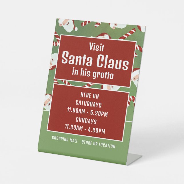 Santa Candy, Santa Claus Visitor Hours Pedestal Sign (Front)