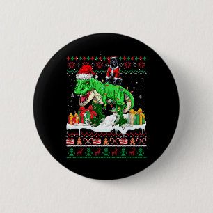 Santa Cane Corso Riding T-rex Christmas Sweater Lo 6 Cm Round Badge