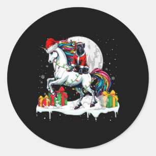 Santa Cane Corso Riding Unicorn Christmas Owner Ki Classic Round Sticker