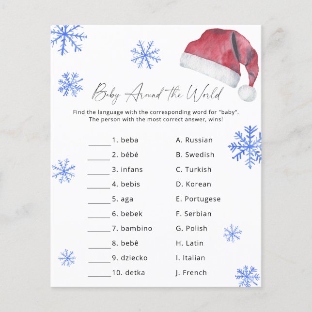 Santa cap - Baby Around the world game (Front)