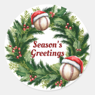 Santa Cap Baseball Customisable Classic Round Sticker