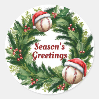 Santa Cap Baseball Customisable Classic Round Sticker