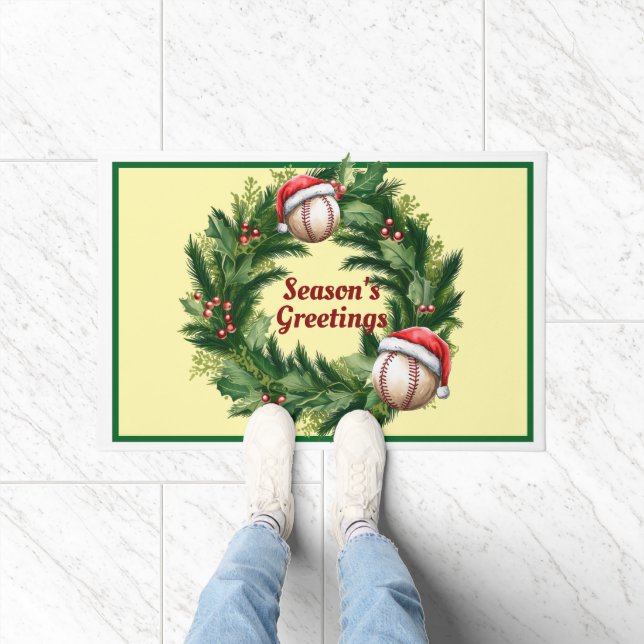 Santa Cap Baseball Customisable  Doormat (Indoor)