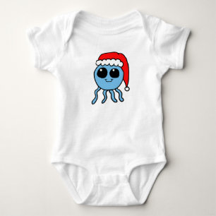 Santa Cap Kawaii Octopus Baby Bodysuit